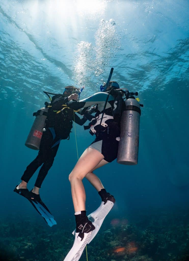 Scuba Diving Diver Posing Underwater Red Stock Photo 1145821094 |  Shutterstock
